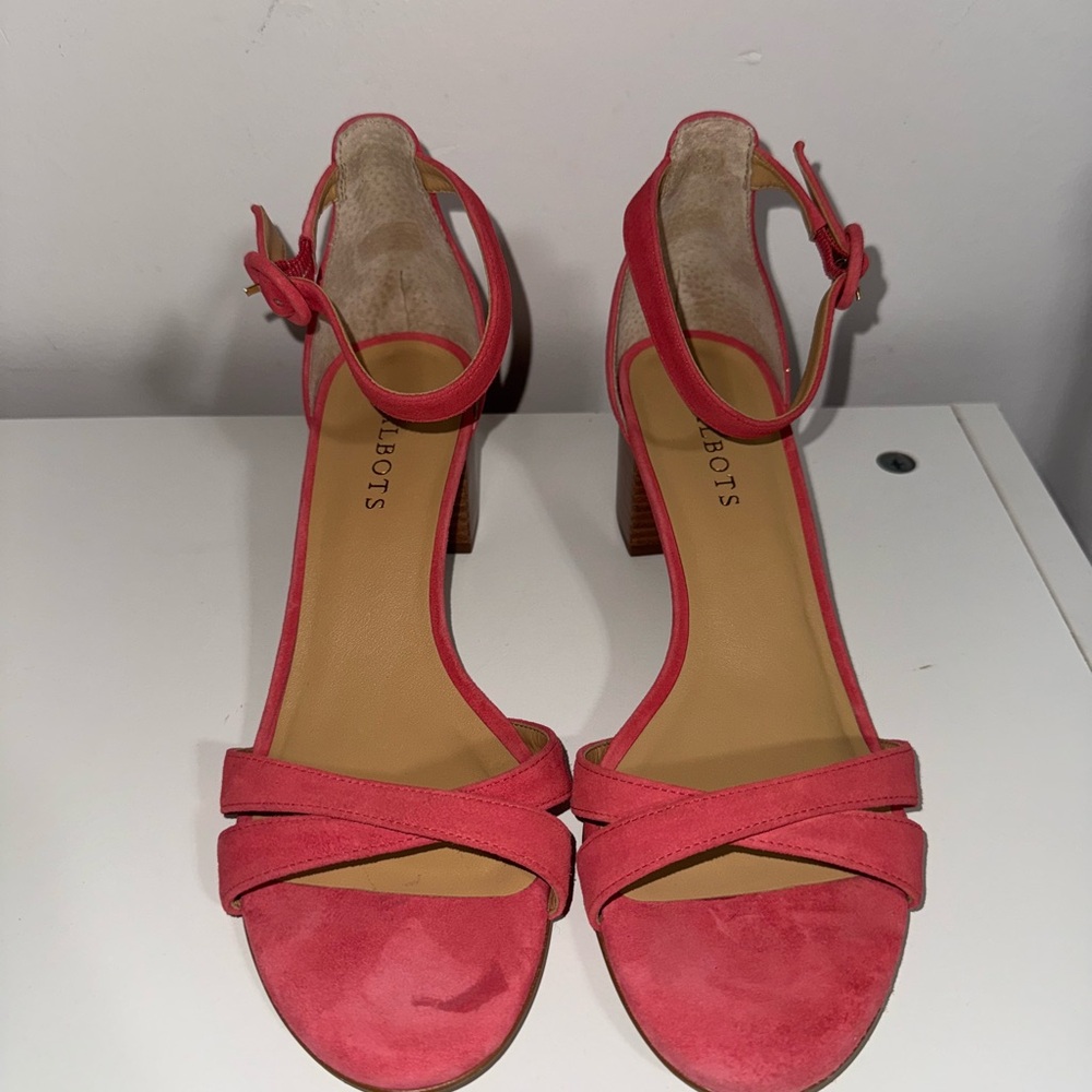 Talbots Pink Heels with Ankle Strap and Kitten Heel